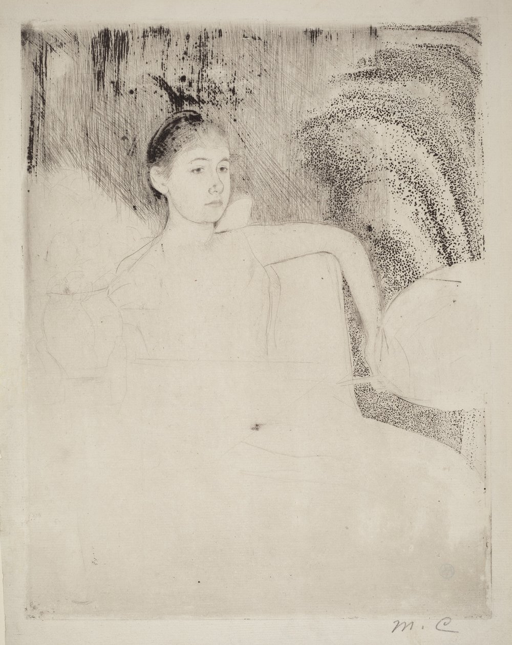 Mimi Holding a Japanese Fan by Mary Cassatt