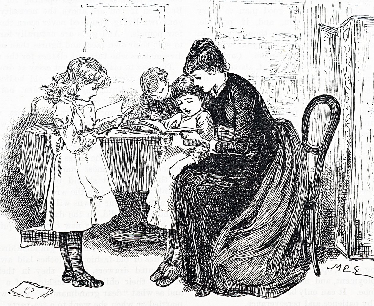 Children being read to by their mother by Mary Ellen Edwards
