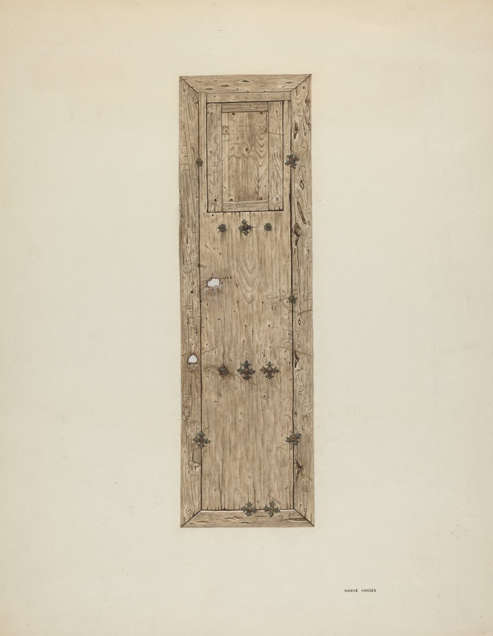 Copper-studded Door One of a Pair, c. 1939 by Mary Hansen