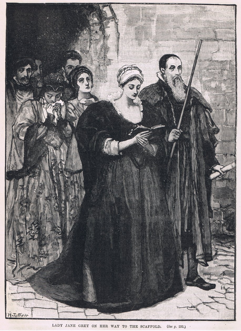 Lady Jane Grey on her way to the scaffold 1554 by Mary L. Gow