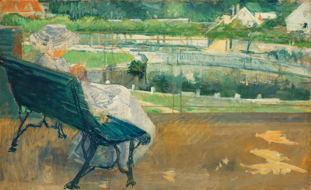 Lydia Seated on a Porch, Crocheting by Mary Cassatt