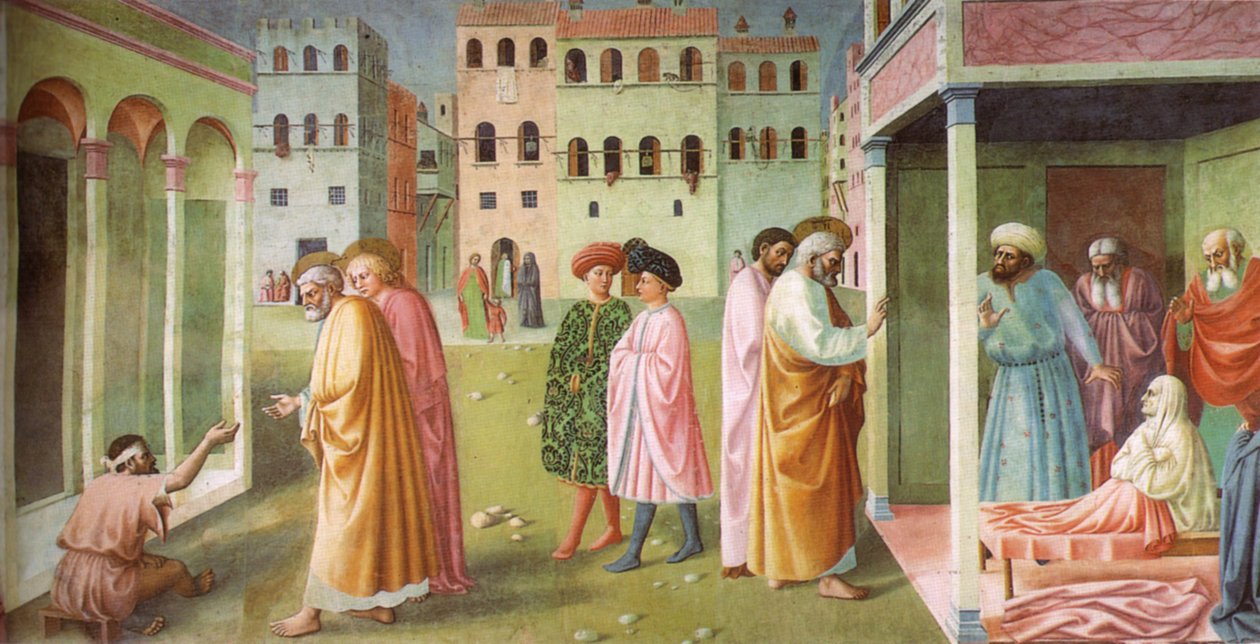 Healing of the Cripple and Raising of Tabitha by Masolino da Panicale