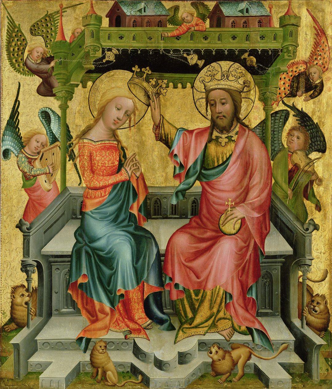 The Crowning of the Virgin, from the Right Wing of the Buxtehude Altar, 1400-10 by Master Bertram of Minden