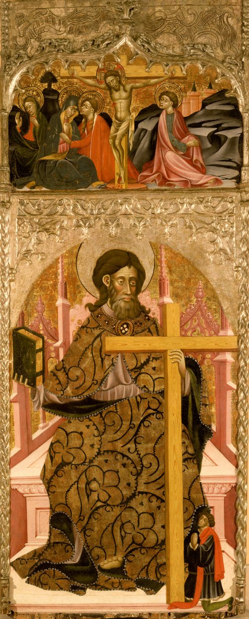 St. Philip and a Donor Surmounted by the Crucifixion by Master of Retascón