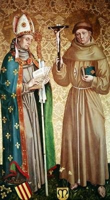 St. Louis of Toulouse and St. Francis of Assisi, Left Panel from the Retable on the High Altar, 1480 by Master of the Carnation