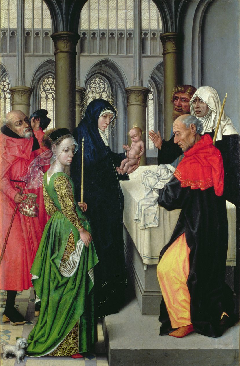Presentation in the Temple, left hand panel of a diptych by Master of the Legend of St. Catherine