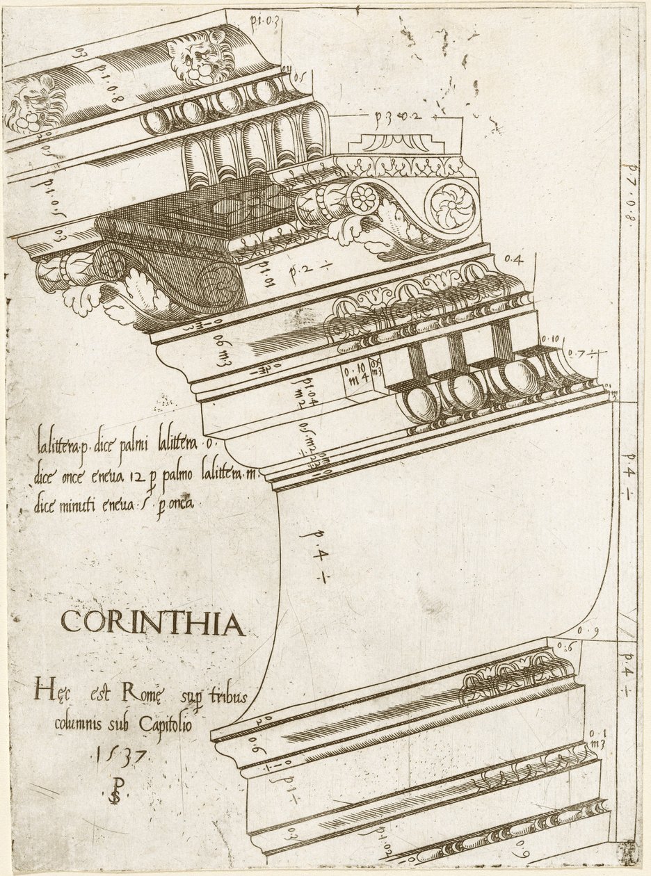 Entablature from the Temple of Vespasian, Rome by Master PS