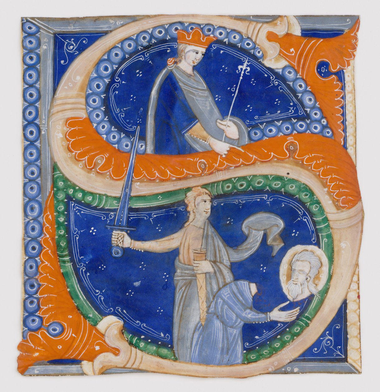 Manuscript Illumination with the Beheading of Saint Paul in an Initial S, Italian, ca. 1278 by Master of Bagnacavallo