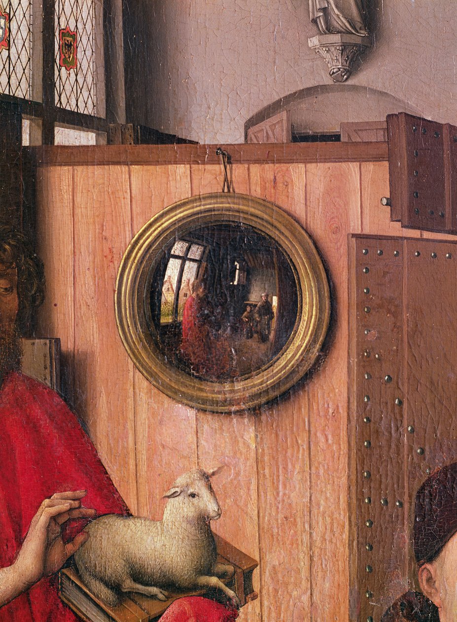 St. John the Baptist and the Donor, Heinrich Von Werl, from the Werl Altarpiece (detail) by Master of Flémalle