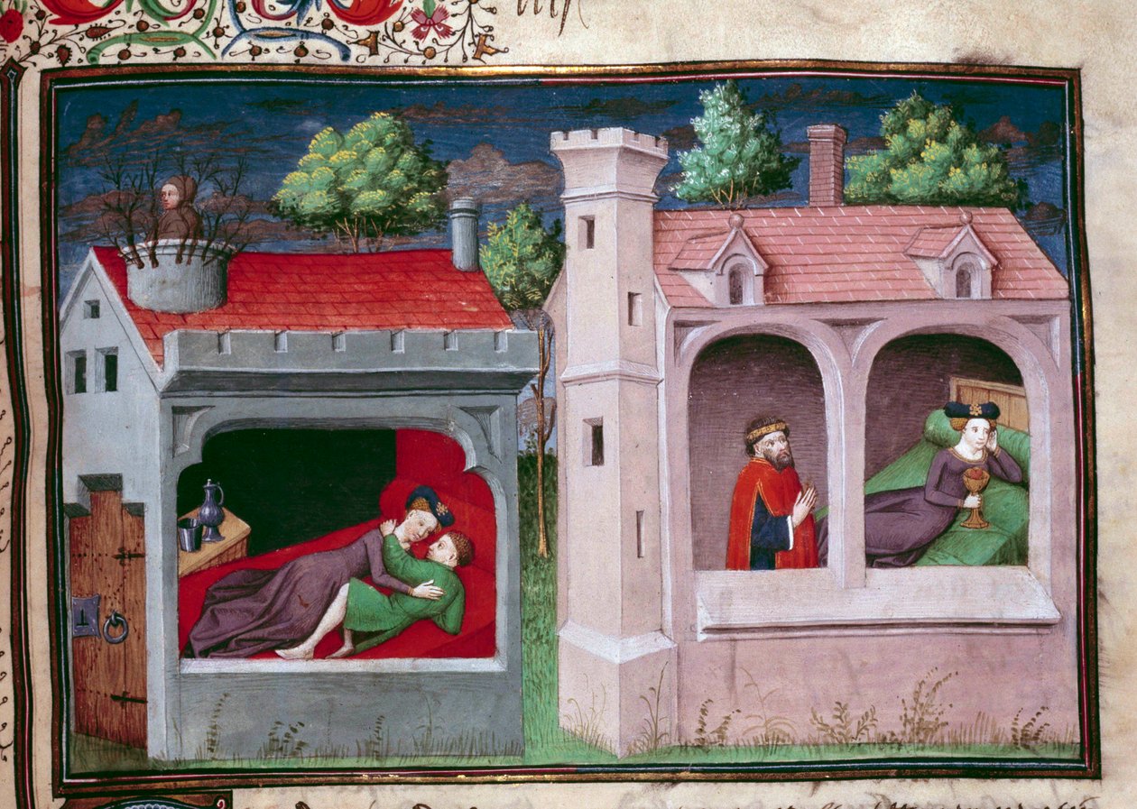Gallant scene: two couples talking by Master of Jean Mansel