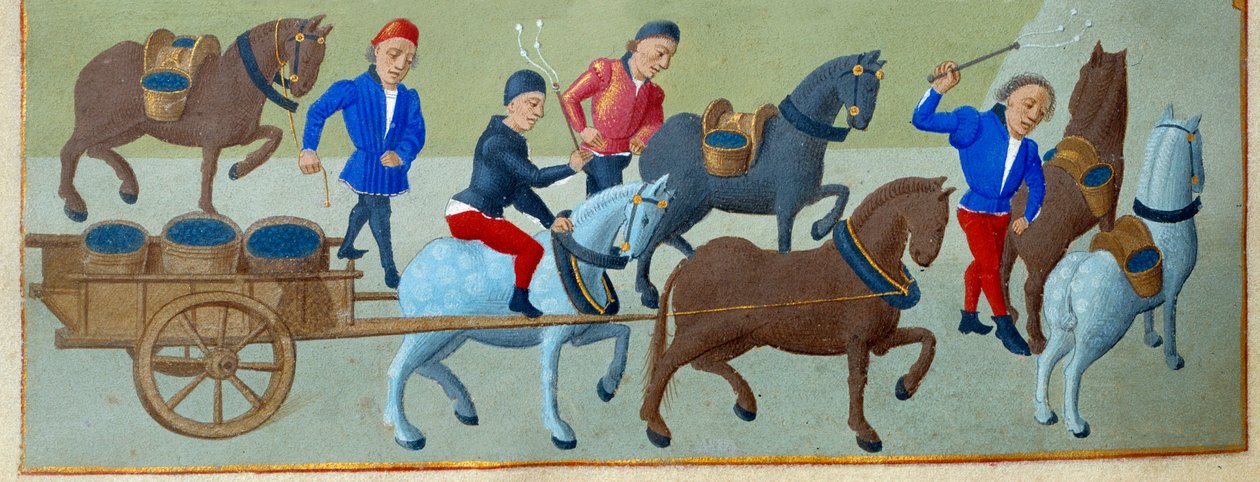 The Grape Harvest and Transport (Detail) by Master of Jean Rolin II