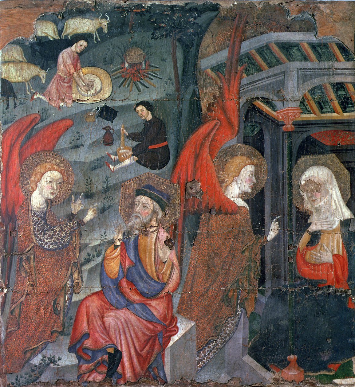 The Annunciation with Shepherds Making Cheese in the Background, from an Altarpiece Dedicated to the Virgin by Master of Tora