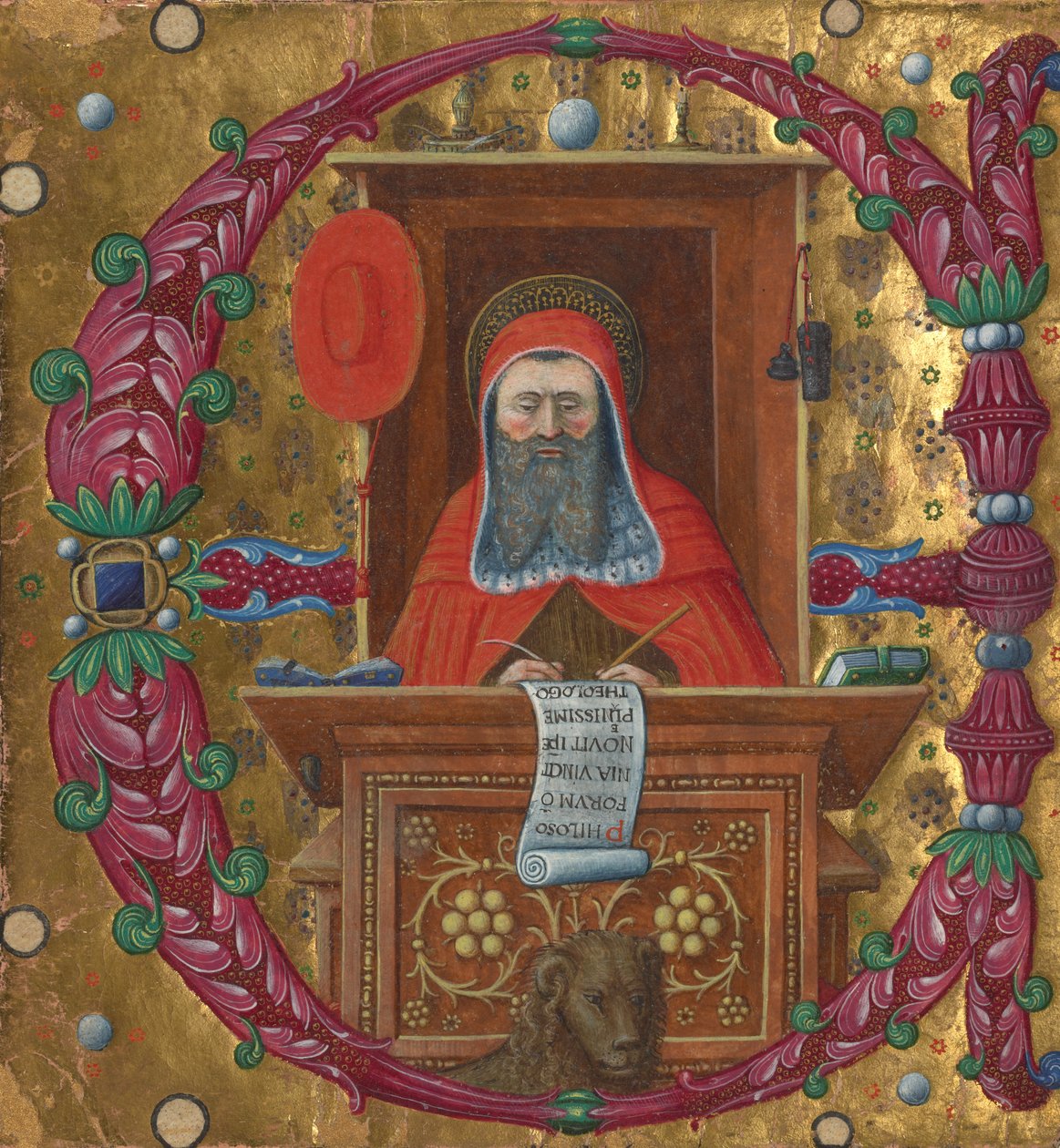 Initial E: Saint Jerome in His Study by Master of the Birago Hours