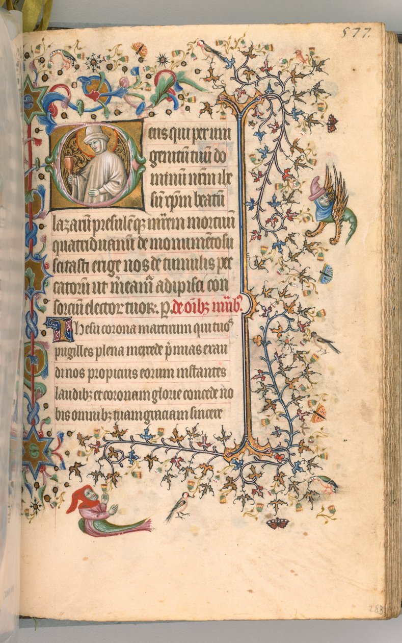 Hours of Charles the Noble, King of Navarre, fol. 283r, St. Lazarus, c. 1405 by Master of the Brussels Initials and Associates