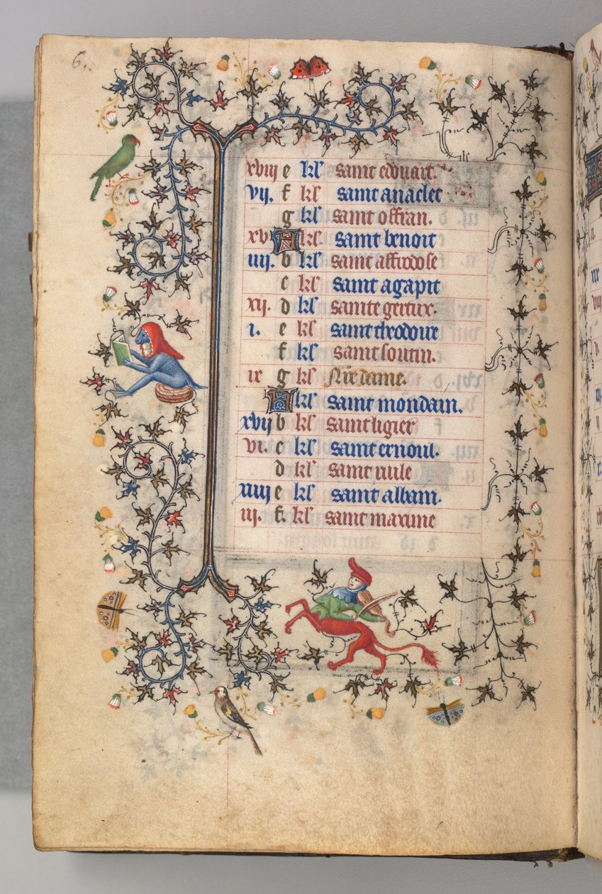 Hours of Charles the Noble, King of Navarre: fol. 3v, March by Master of the Brussels Initials and Associates