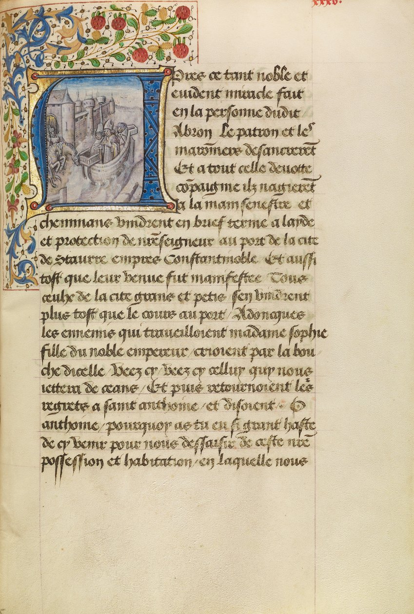 Initial A: Arrival of Ships in Constantinople by Master of the Brussels Romuléon
