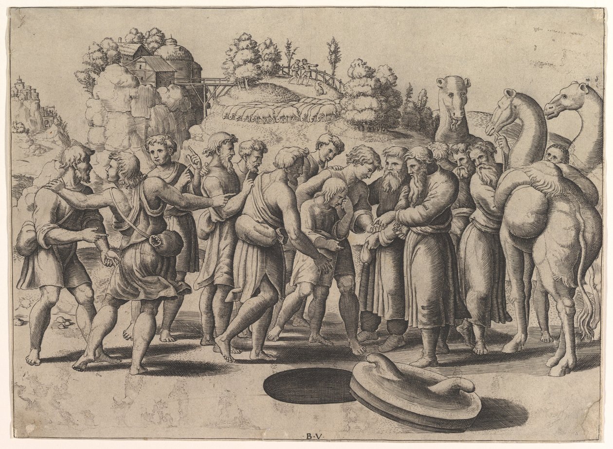 Joseph Being Sold by His Brothers by Master of the Die