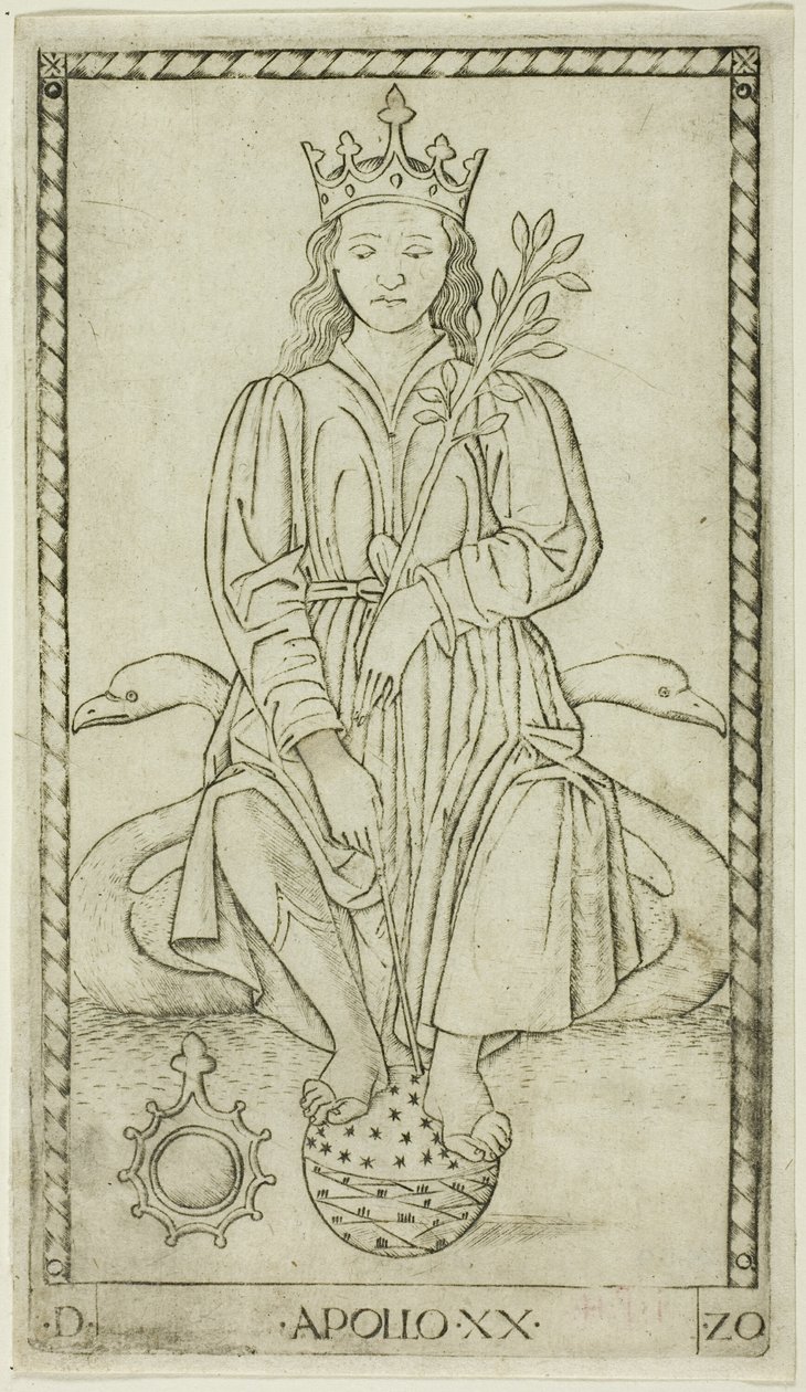 Apollo, plate 20 from Apollo and the Muses by Master of the E Series Tarocchi