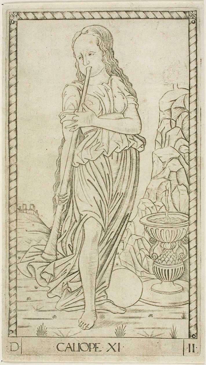 Calliope, Plate Eleven from Apollo and the Muses by Master of the E Series Tarocchi