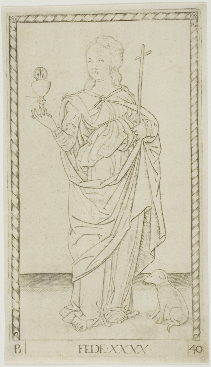 Faith Plate 40 from Genii and Virtues by Master of the E Series Tarocchi