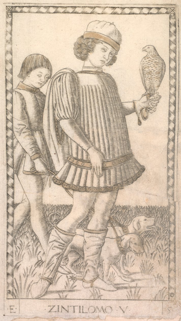 Gentleman from the Tarocchi Series E: Conditions of Man, #5, c. 1465 by Master of the E Series Tarocchi