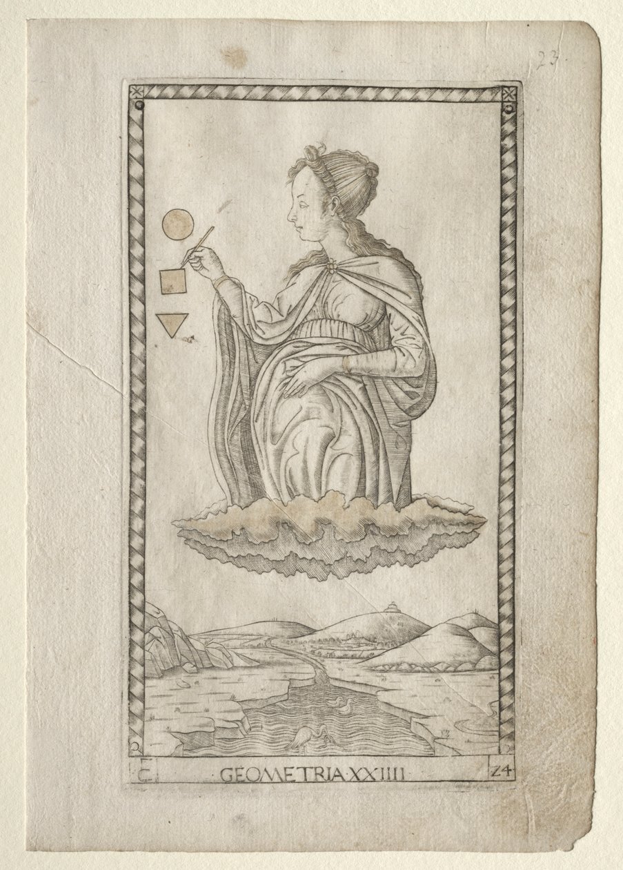 Geometry from the Tarocchi, Series C: Liberal Arts, #24, Before 1467 by Master of the E Series Tarocchi