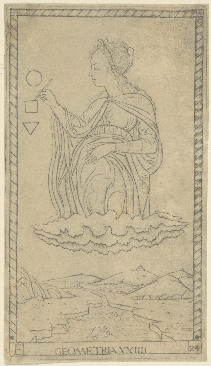 Geometry, Plate 24 from Arts and Sciences by Master of the E Series Tarocchi