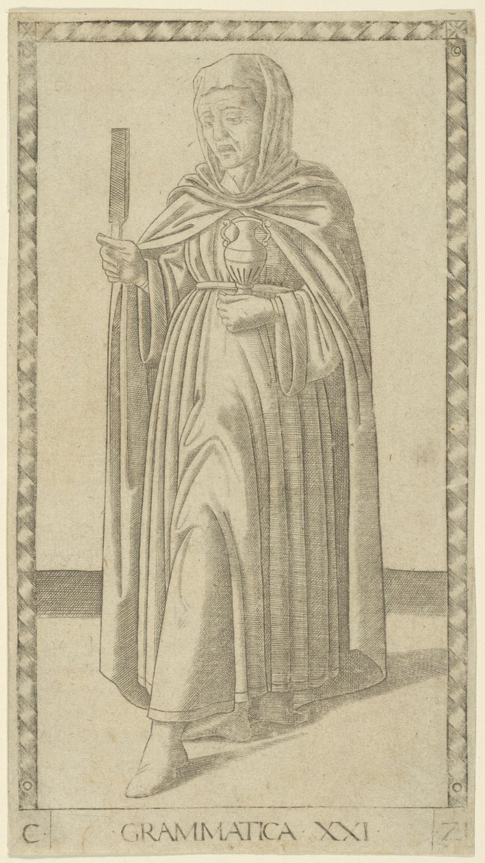 Grammar, plate 21 from Arts and Sciences by Master of the E Series Tarocchi
