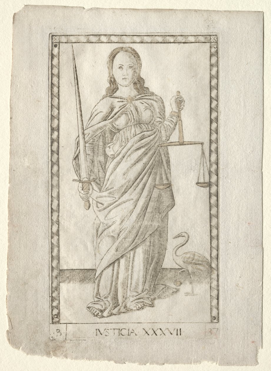 Justice (from the Tarocchi, series B: Cosmic Principles & Virtues, #37) by Master of the E Series Tarocchi