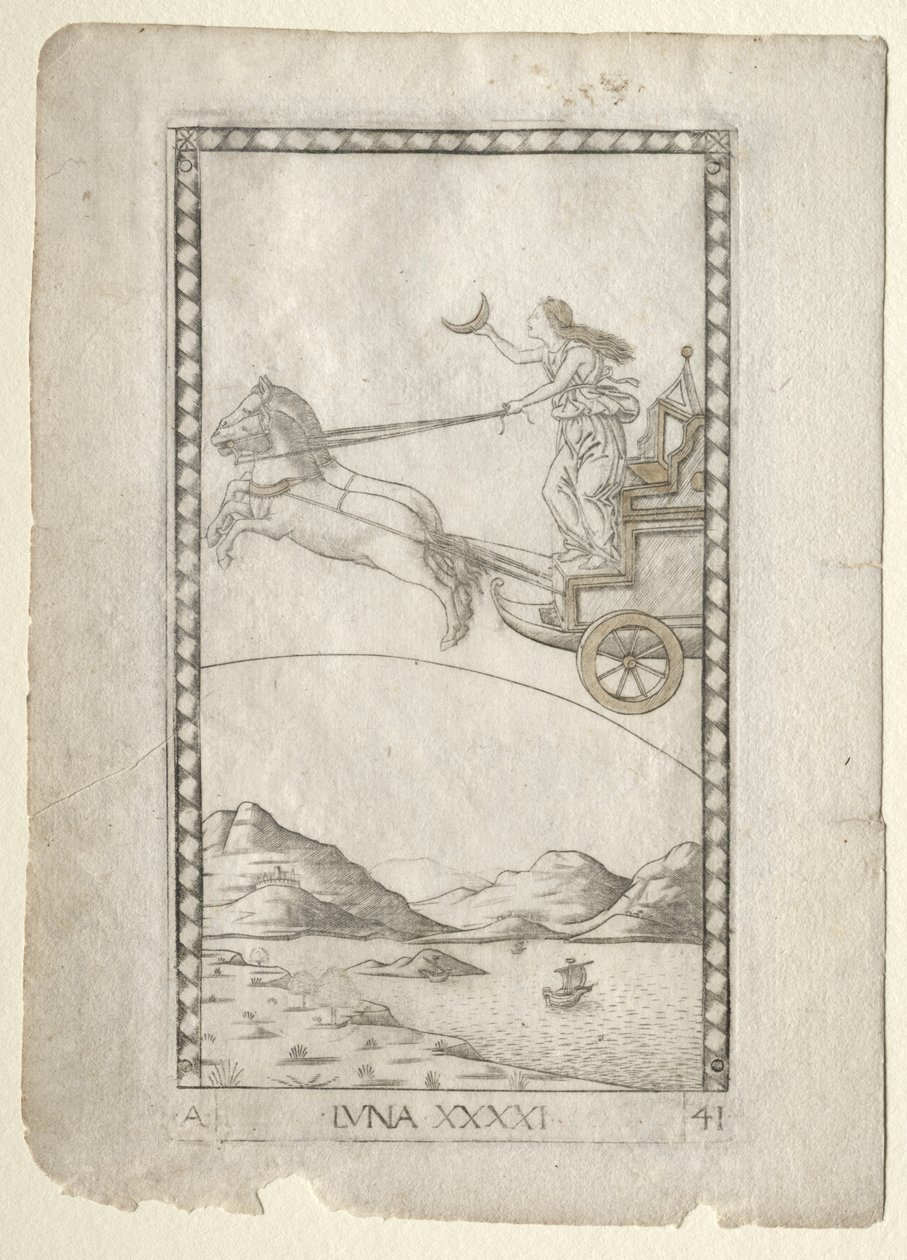 Luna (from the Tarocchi, series A: Firmaments of the Universe, #41) by Master of the E Series Tarocchi