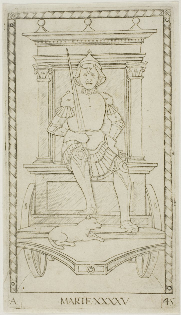 Mars, plate 45 from Planets and Spheres by Master of the E Series Tarocchi