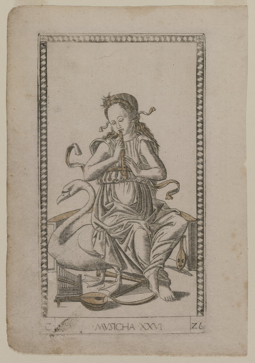 Music (from the Tarocchi, series C: Liberal Arts, #26) by Master of the E Series Tarocchi