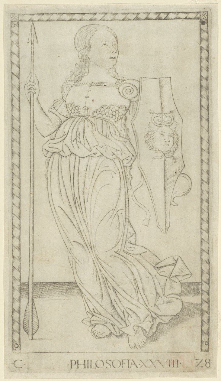 Philosophy, plate 28 from Arts and Sciences by Master of the E Series Tarocchi