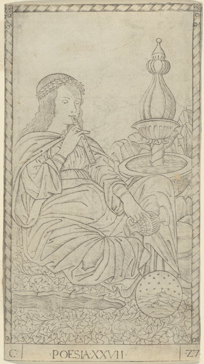 Poetry, Plate 27 from Arts and Sciences by Master of the E Series Tarocchi