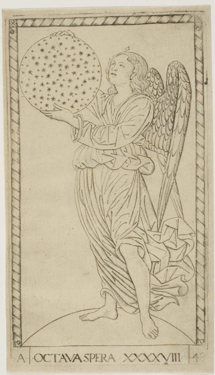 The Angel and the Eighth Sphere, plate 48 from Planets and Spheres by Master of the E Series Tarocchi