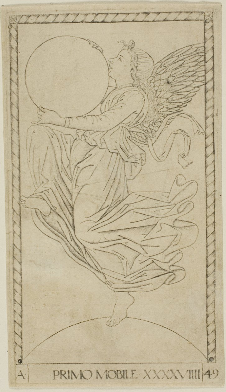 The Angel of the Ninth Sphere, or Primum Mobile, plate 49 from Planets and Spheres by Master of the E Series Tarocchi