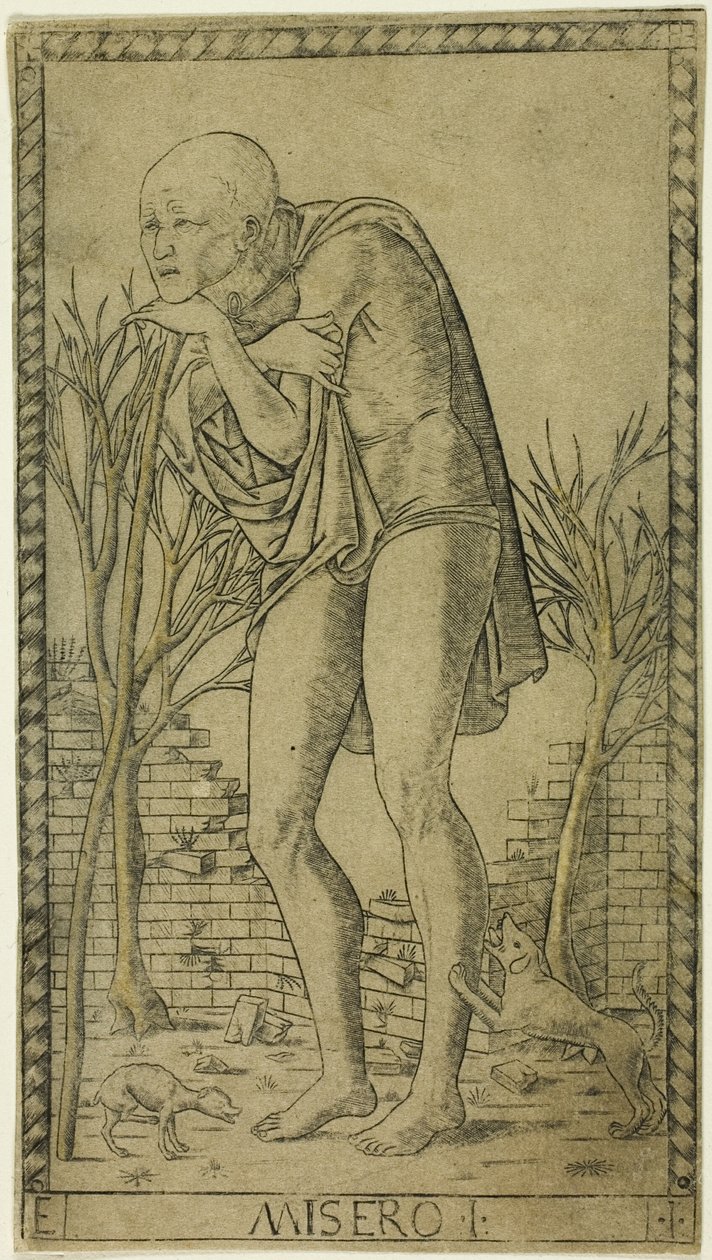 The Beggar, plate one from The Ranks and Conditions of Men by Master of the E Series Tarocchi
