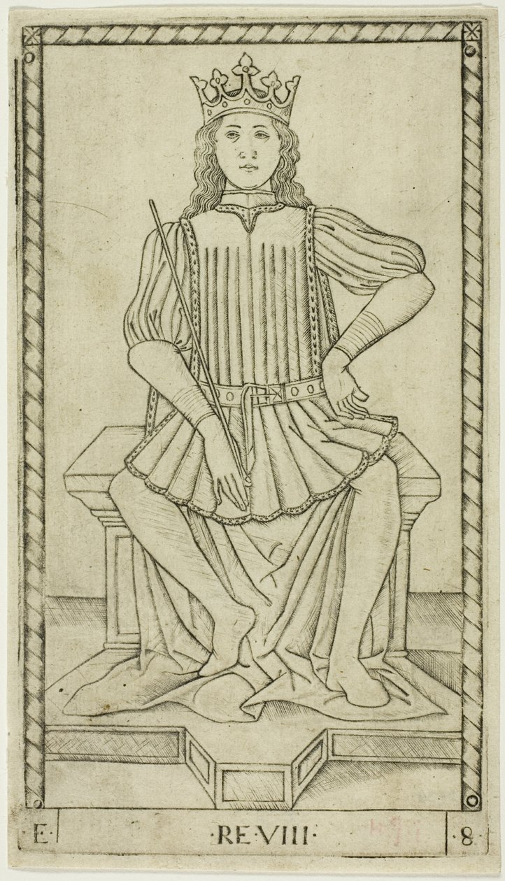 The King, plate eight from The Ranks and Conditions of Men by Master of the E Series Tarocchi
