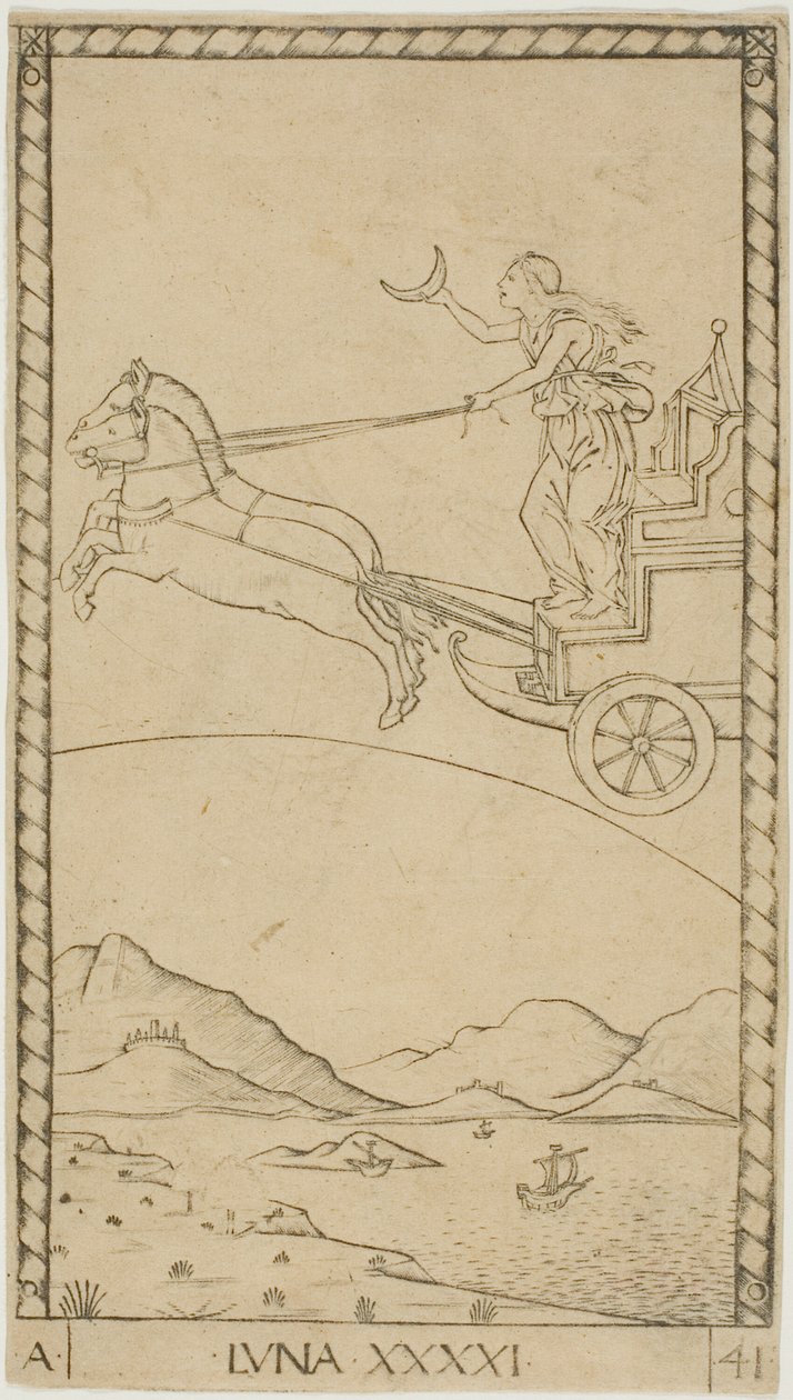 The Moon, plate 41 from Planets and Spheres by Master of the E Series Tarocchi