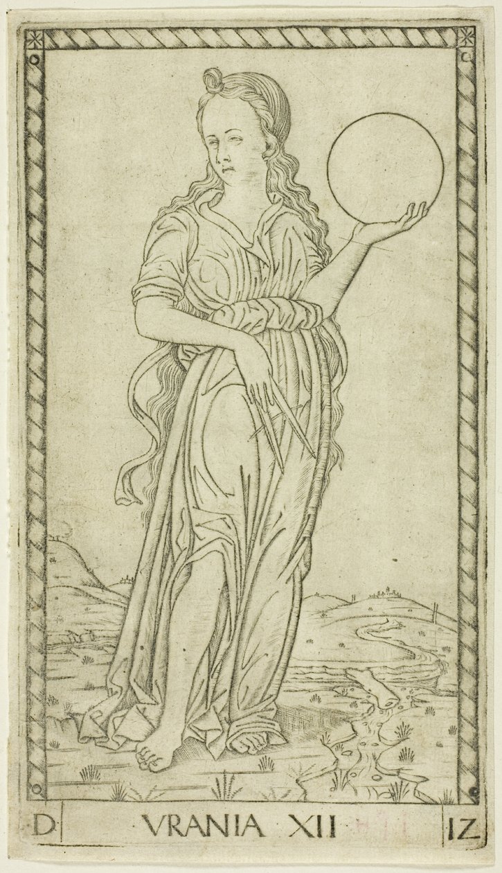 Urania, plate twelve from Apollo and the Muses by Master of the E Series Tarocchi