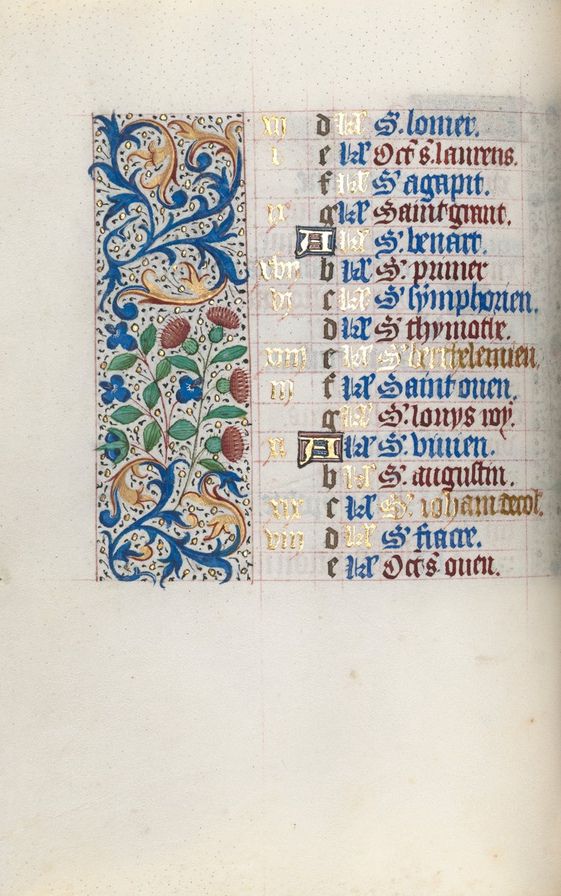 Book of Hours Use of Rouen: fol. 8v, c. 1470 by Master of the Geneva Latini