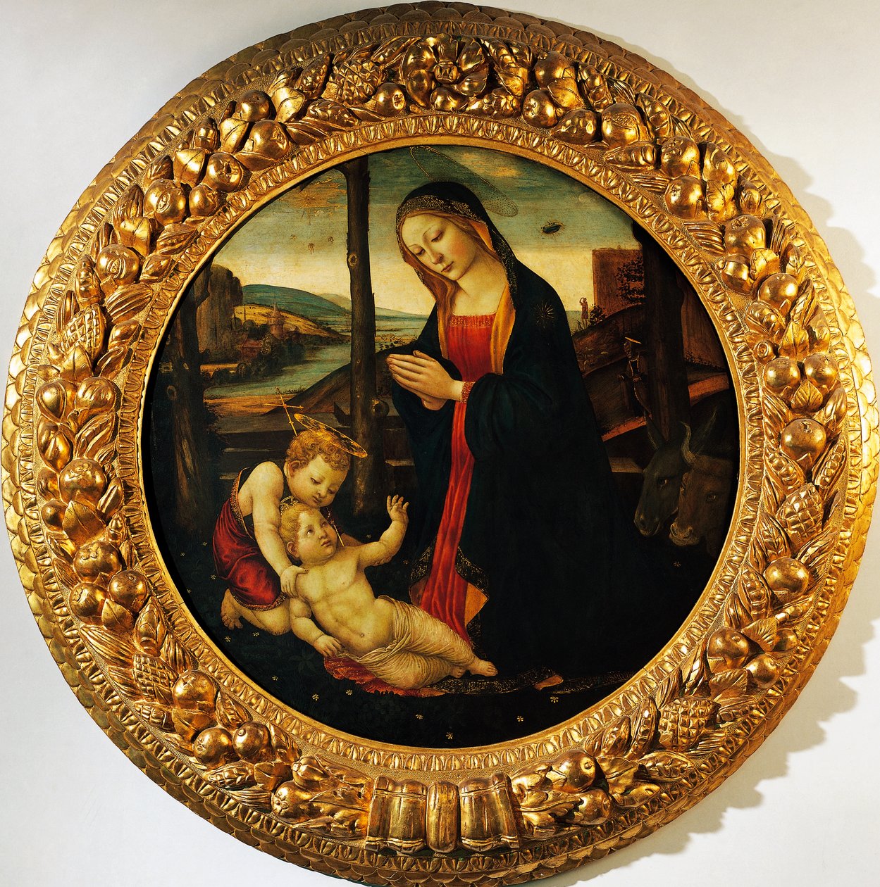 Madonna and Child with the infant Saint John the Baptist, attributed to the Master of Tondo Miller by Master of the Miller Tondo (attr. to)
