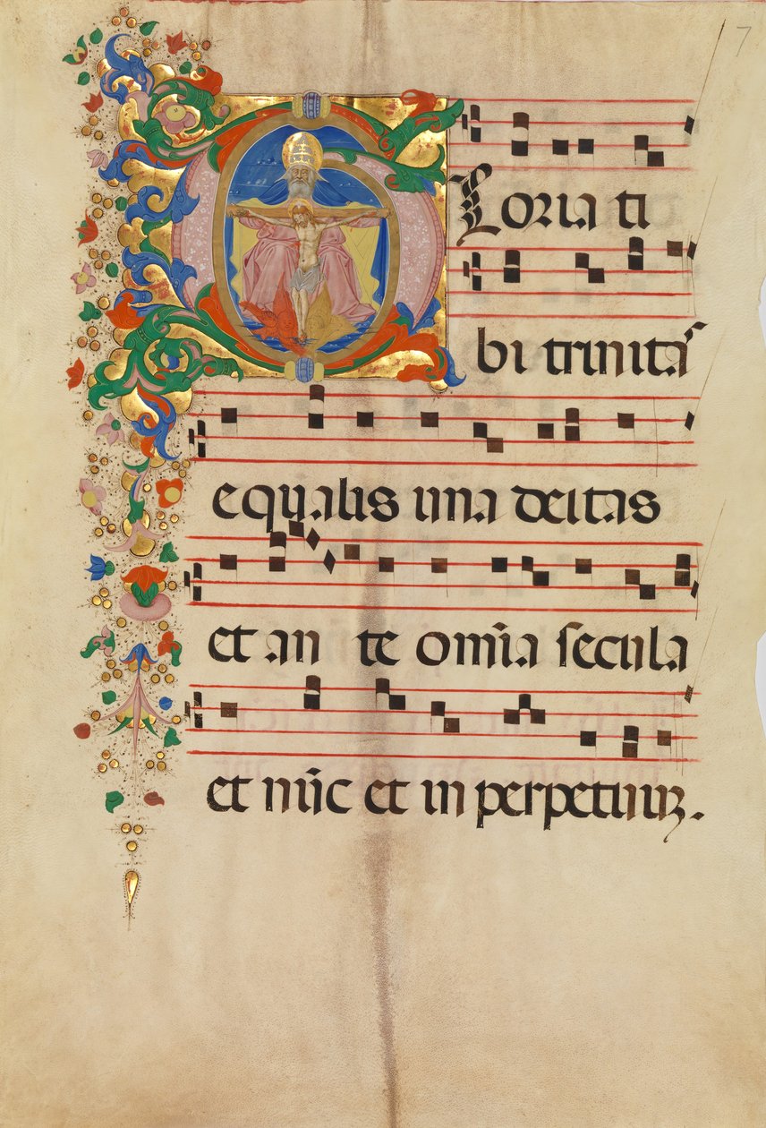 Manuscript Leaf with the Trinity in an Initial G, from an Antiphonary by Master of the Riccardiana Lactantius