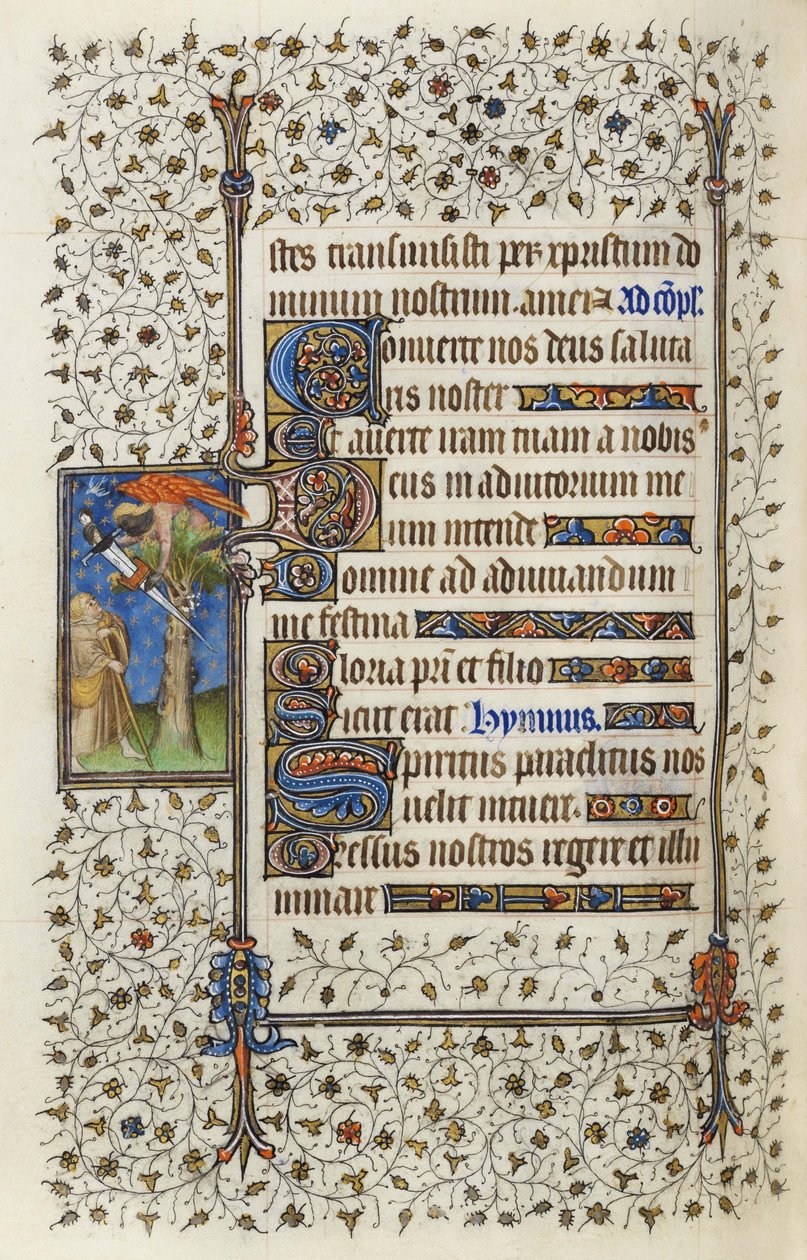 Winged Figure in a Treetop with Book Pierced by a Sword, from the 