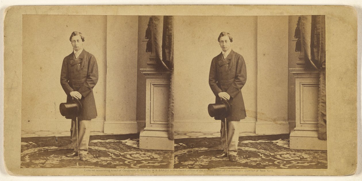 [Unidentified young man holding a top hat and walking stick, standing] by Mathew B. Brady