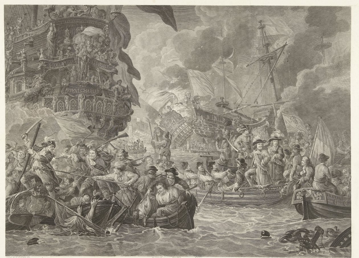 The Dutch Raid on the Medway and the Capture of the Royal Charles, 1667 by Mathias de Sallieth