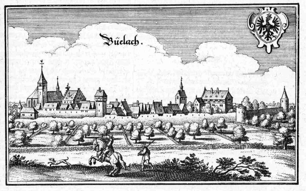Bülach - Excerpt from Topographia Sueviae (Swabia) by Matthaus Merian