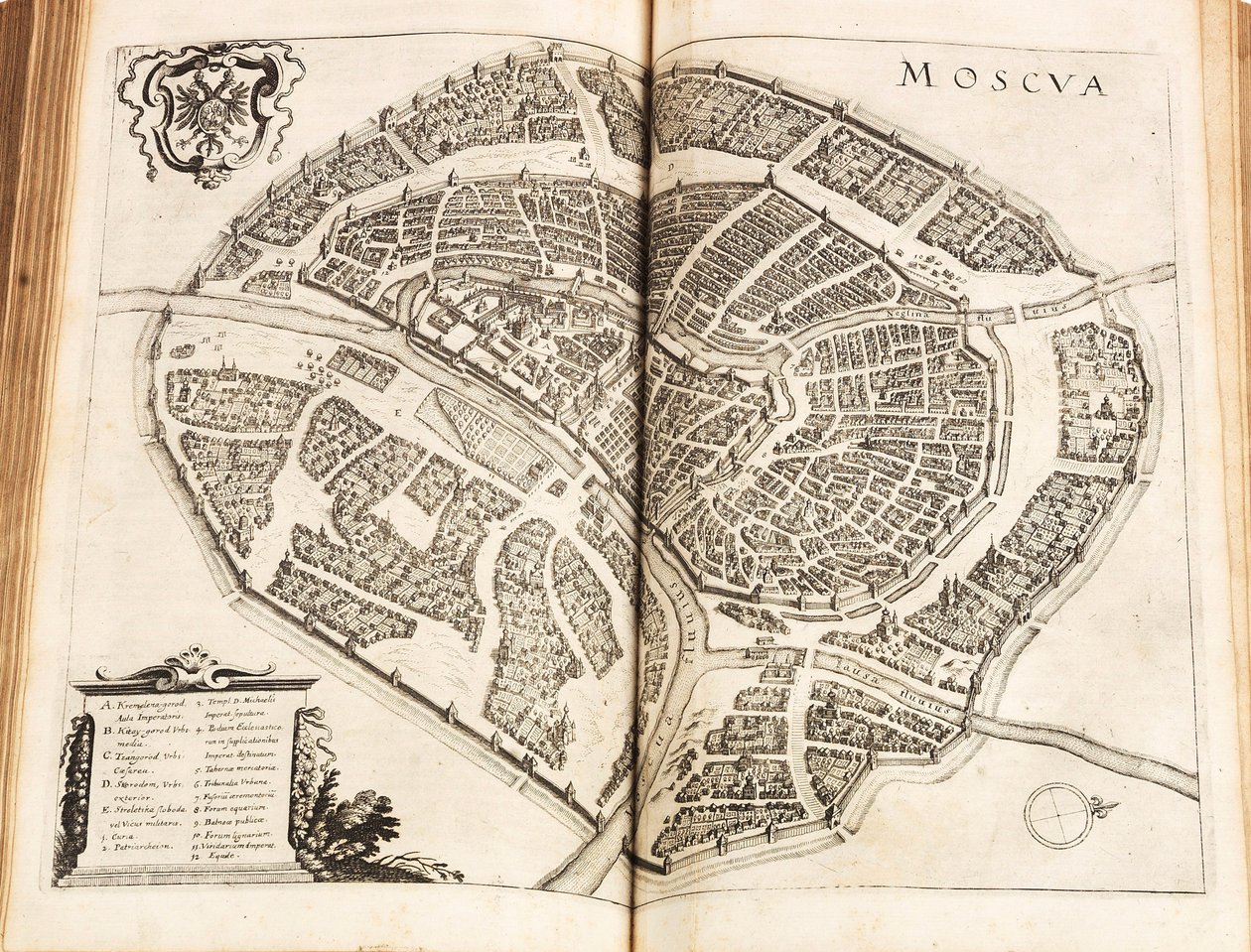 Map of Moscow (from Newe Archontologia cosmica by Johann Ludwig Gottfried) by Matthaus the Elder Merian