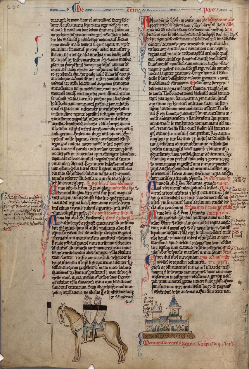 Two Templars on One Horse from Chronica Maiora I by Matthew Paris, 13th Century by Matthew Paris