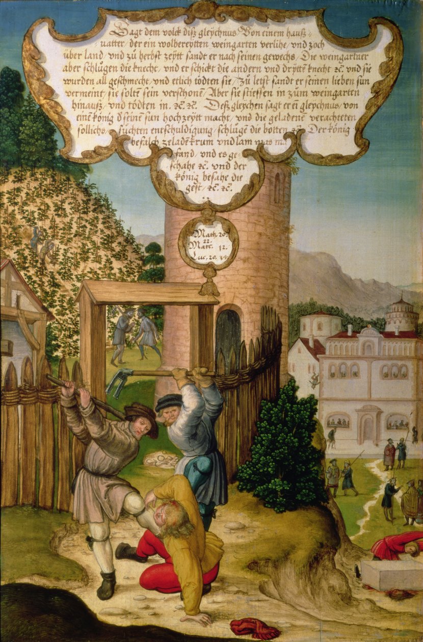 The Vinedressers Killing the Heir of the Vineyard Owner, Illustrating Christ